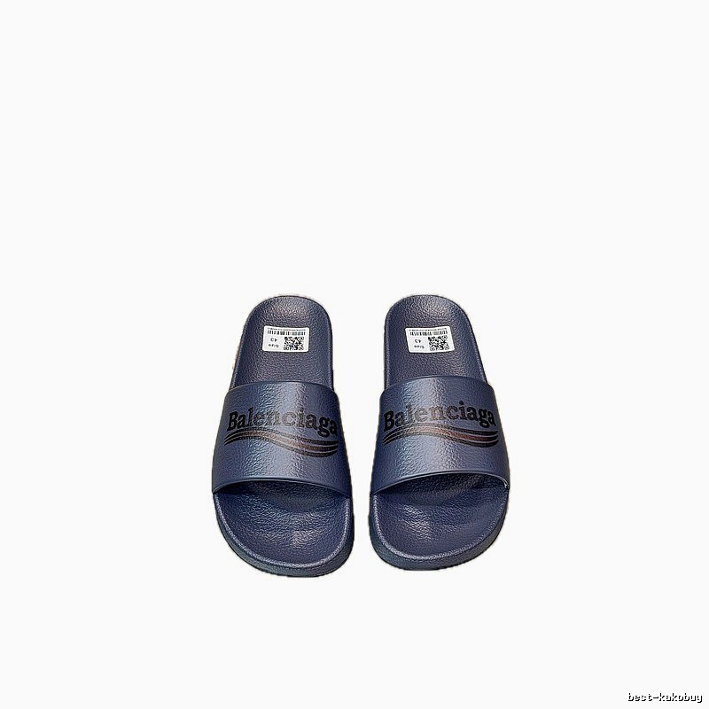 Balenciaga Letter Print Casual Style Navy Blue Slides