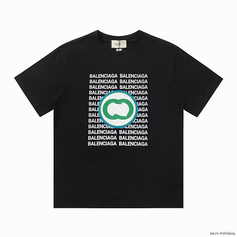 Balenciaga Trendy All-over Print Black Short-sleeve T-shirt