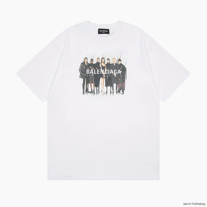 Balenciaga Trendy and Cool Style Portrait Print White T-shirt