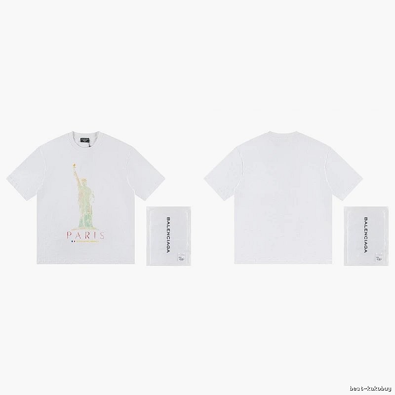 Balenciaga Trendy White T-shirt with Statue of Liberty Print