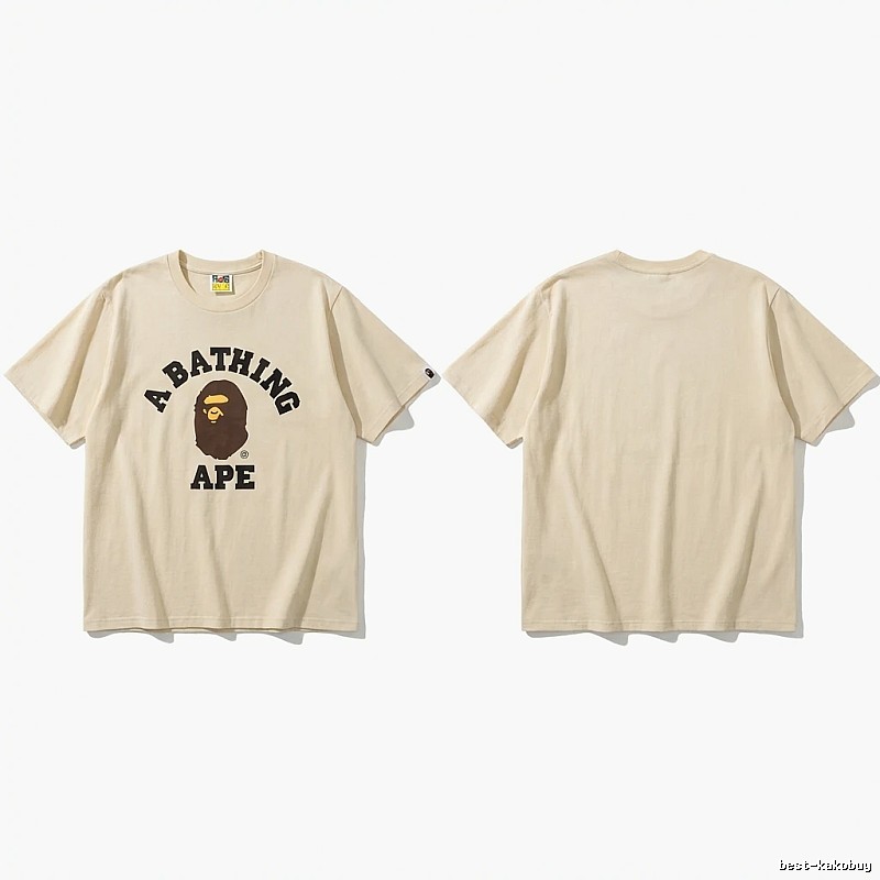 Bape Ape Head Minimalist Style Beige T-shirt