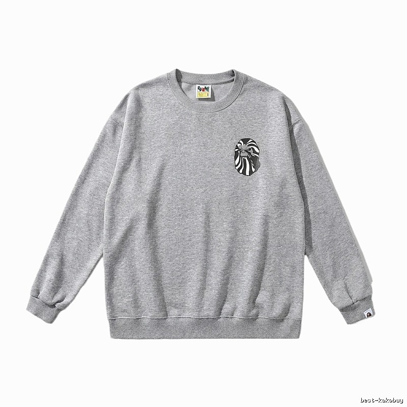Bape Ape Head Minimalist Style Grey Sweatshirt