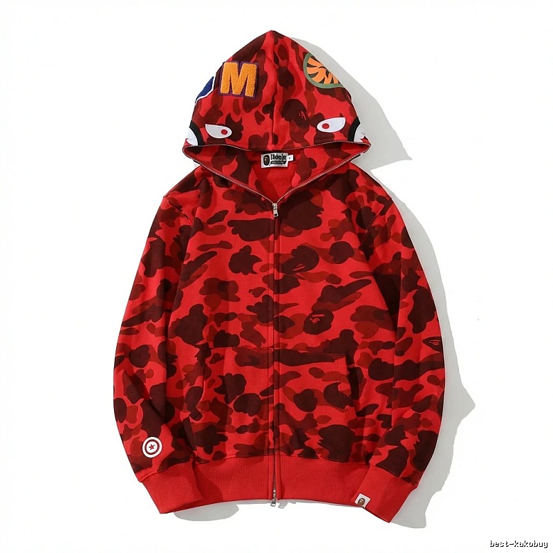 Bape camouflage-style red hoodie