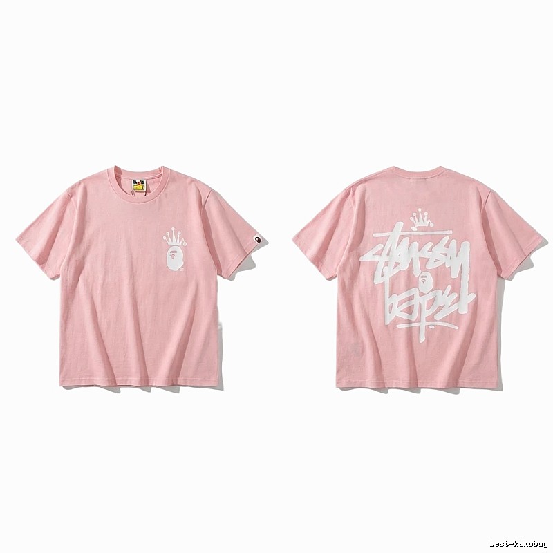 Bape Crown Trendy Pink Short Sleeve