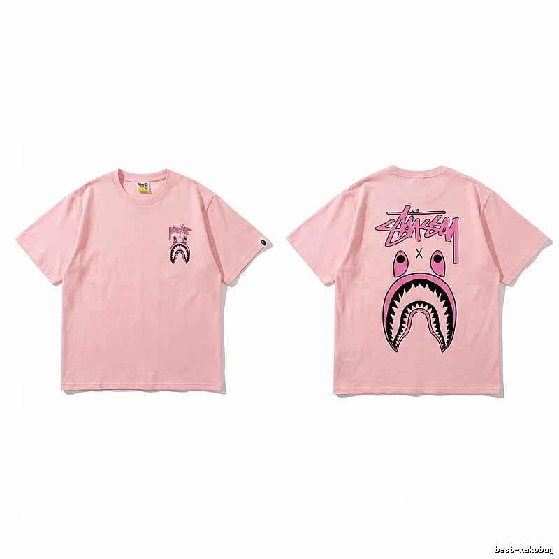 Bape Shark Pink Streetwear Short-sleeve Shirt