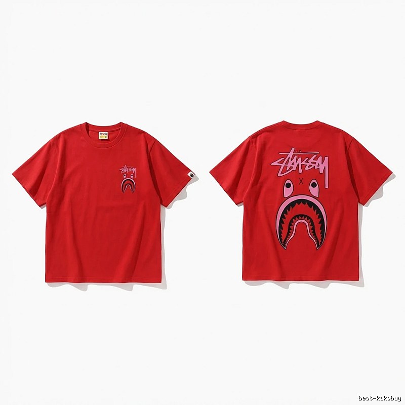 Bape Shark Series Red Trendy T - shirt.