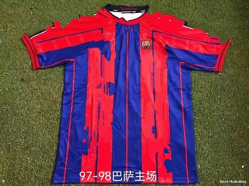 Barcelona Monogram Retro soccer jersey Blue Red Barcelona for Casual Outfits