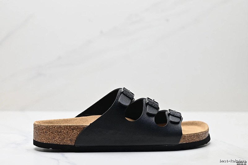 BIRKENSTOCK Casual Three-Buckle Black Slides