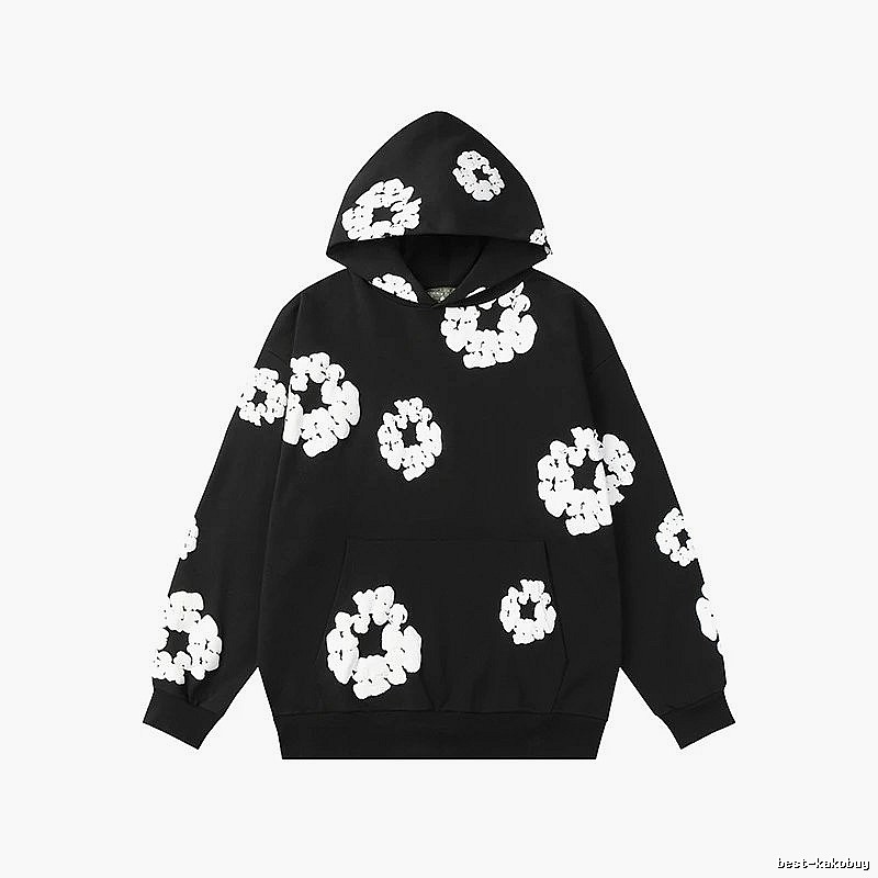 Black Bold Flower Pullover Hoodie