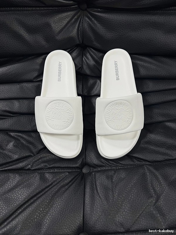 Burberry Embossed Warhorse Minimalist Style White Slides