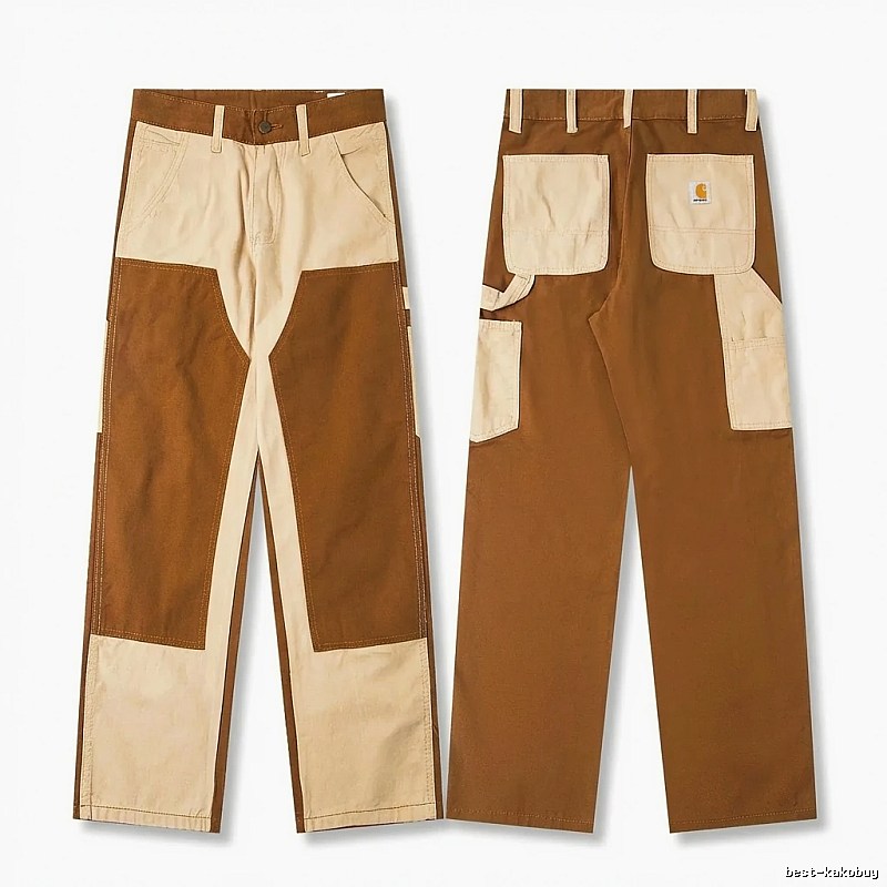 Carhartt workwear style brown and white color - block pants