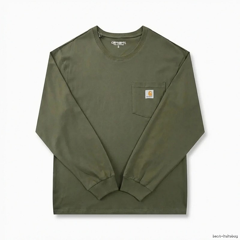 Carhartt workwear style olive green long-sleeve