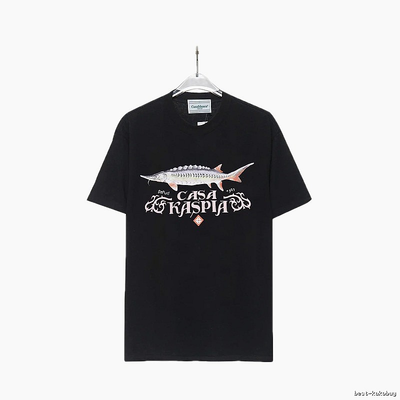 Casablanca printed trendy brand black T-shirt