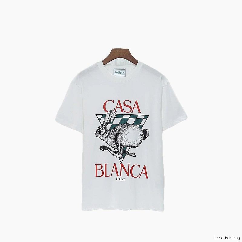 Casablanca Rabbit Element Fashion White T-shirt