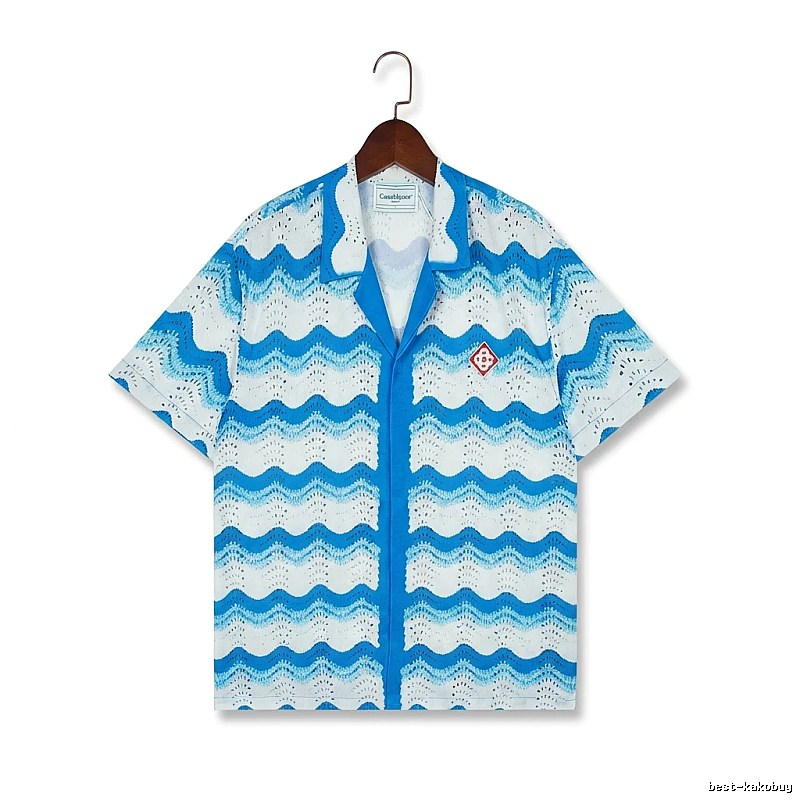 Casablanca Waves Wind Blue and White Shirt