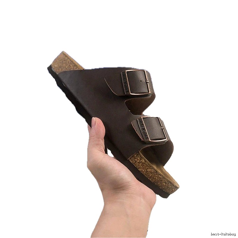 Casual Dark Brown Birkenstock Cork Slide Sandals