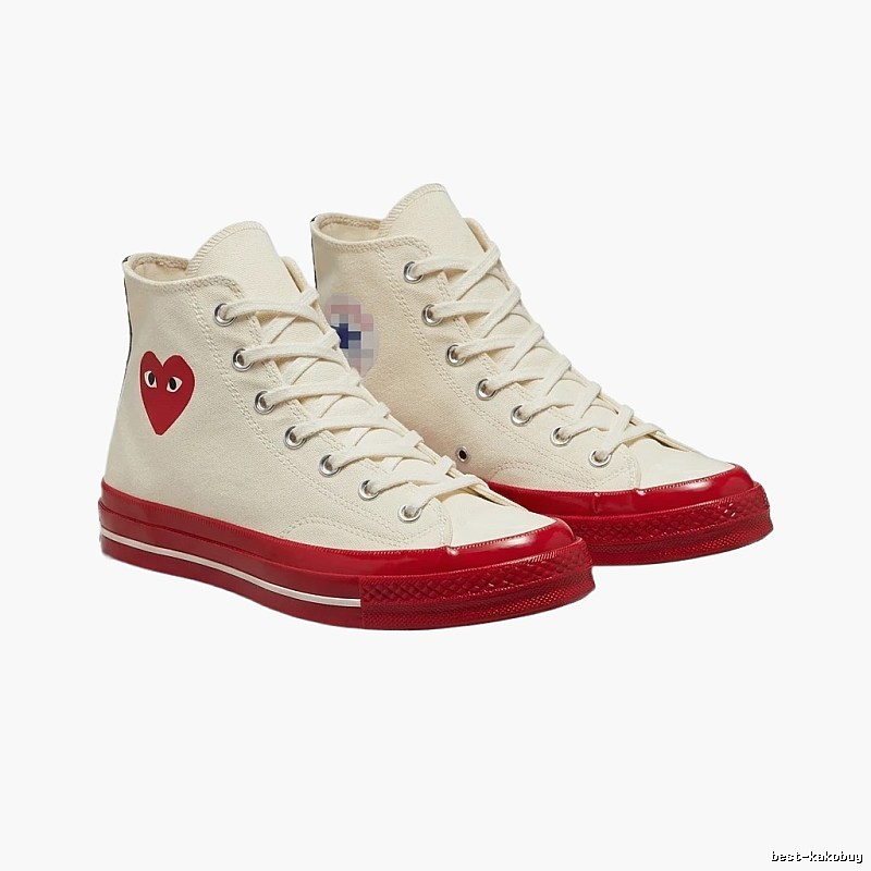 CDG Love High-top Red and White Shoes
