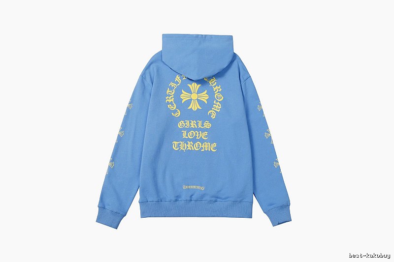 Chrome Hearts 2088-90 Sky Blue Cross Graphic Hoodie Summer Styling