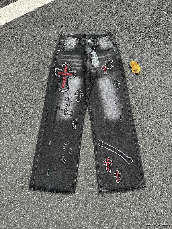 Chrome Hearts Black Wash Weekend Cross Graphic Jeans