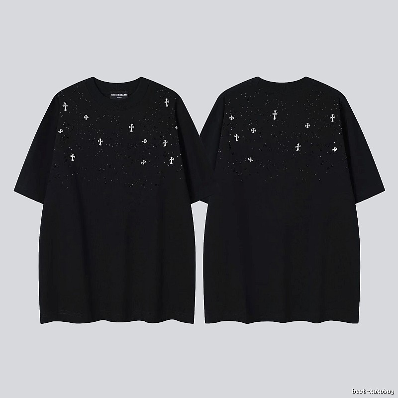 Chrome Hearts Cross Embroidered Street Style Black Short-sleeve T-shirt