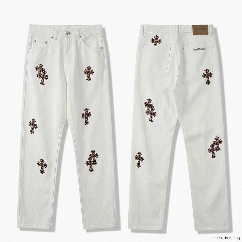 Chrome Hearts Cross Trendy Cool White Jeans