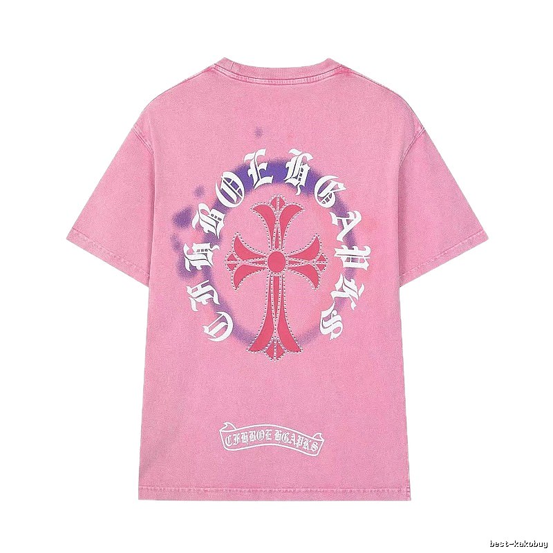 Chrome Hearts Cross Vintage Style Pink T-Shirt
