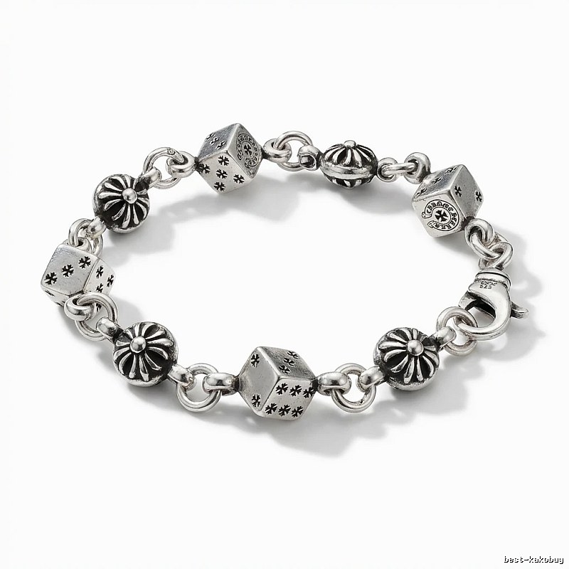 Chrome Hearts Dice Retro Style Silver Bracelet