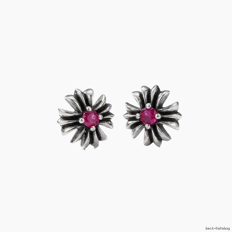 Chrome Hearts Flower Style Rose Red Earrings