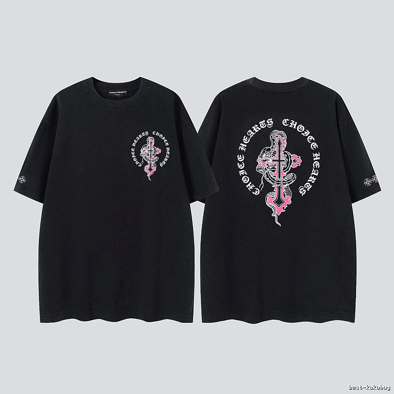 Chrome Hearts Gothic Style Snake & Cross Black Short-Sleeve T-Shirt