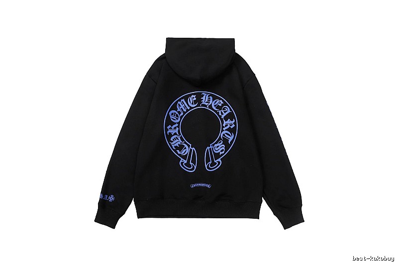 Chrome Hearts Logo Detail Cross graphic hoodie Black Blue Cross with Functional Detail