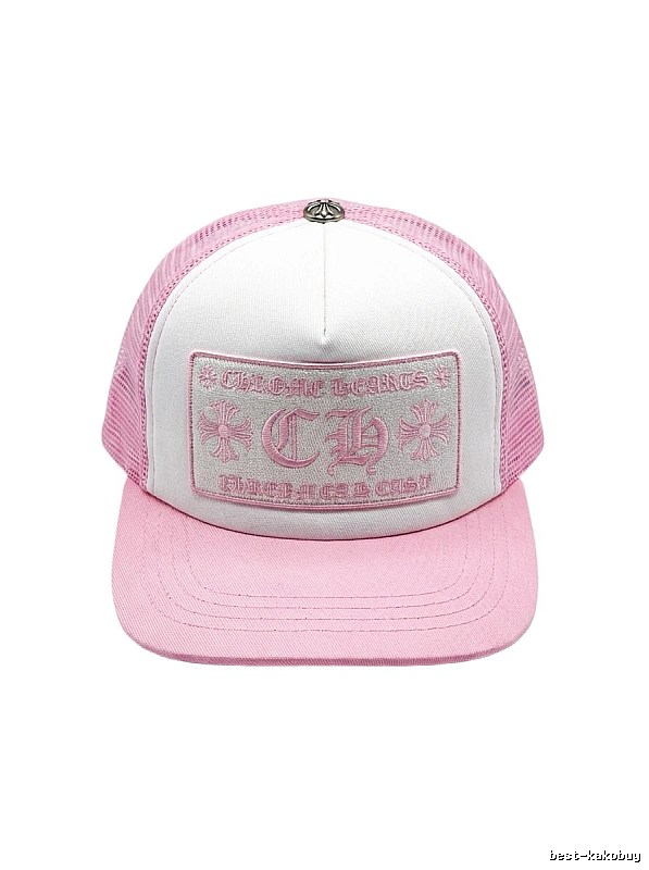 Chrome Hearts Pink and White Patchwork Trendy Hat
