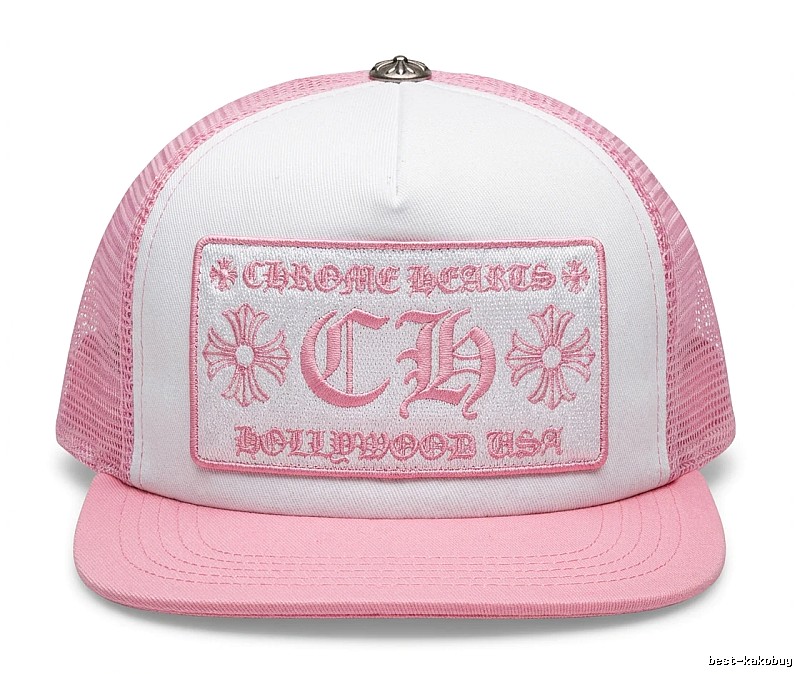 Chrome Hearts Retro Style Pink and White Hat