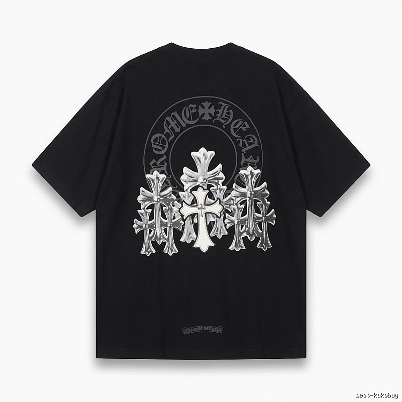 Chrome Hearts Silver Cross Black T - Shirt