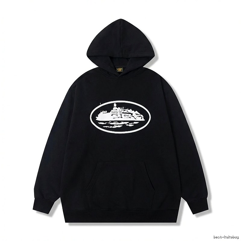 Corteiz black minimalist style hoodie
