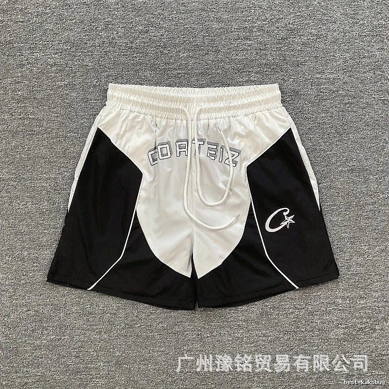 Corteiz Letter Print Street Style Black and White Sports Shorts