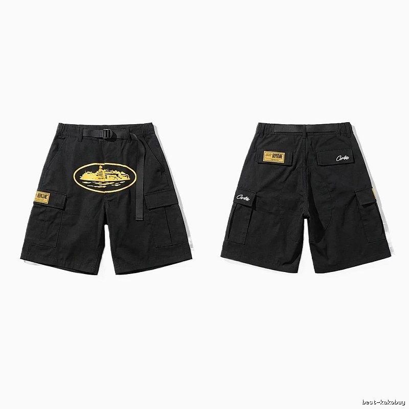 Corteiz workwear-style black shorts
