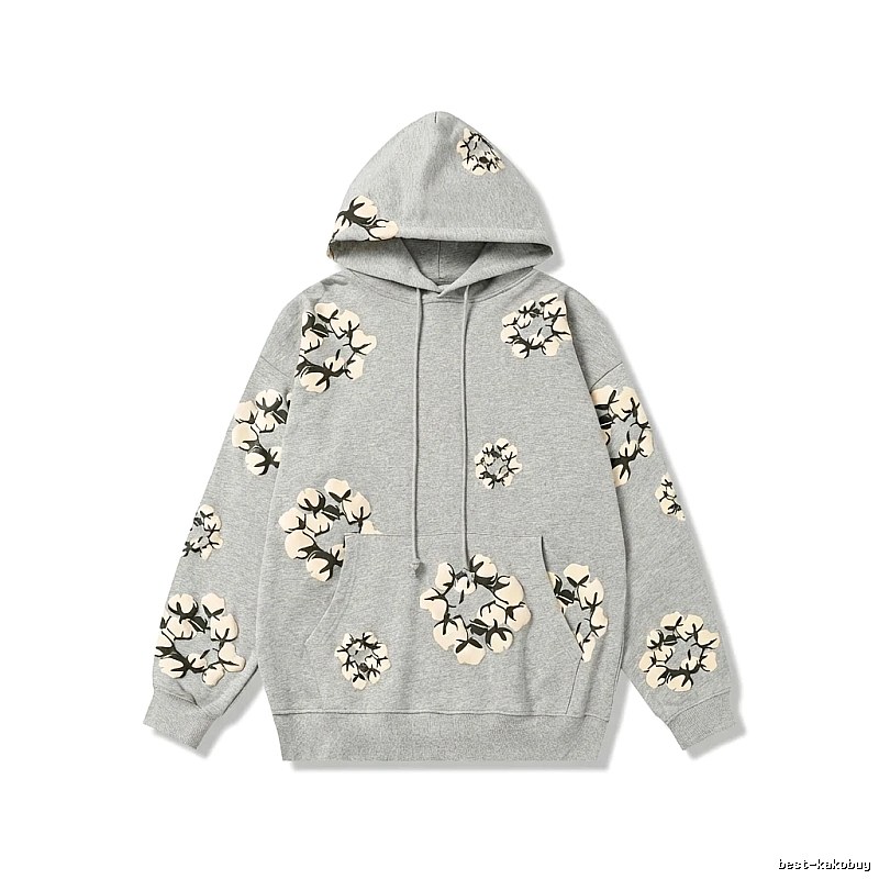 DENIM TEARS Floral Wind Grey Hoodie