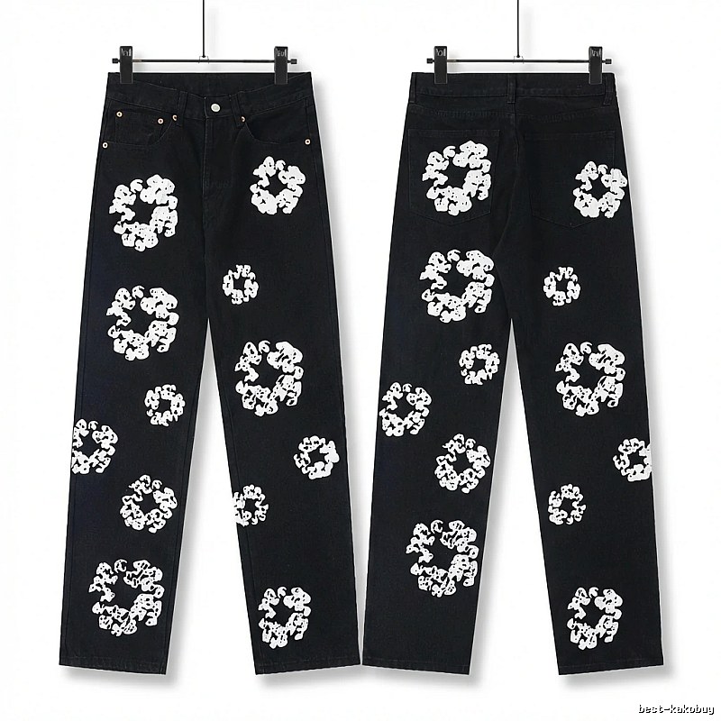 DENIM TEARS Printed Retro-Style Black Pants