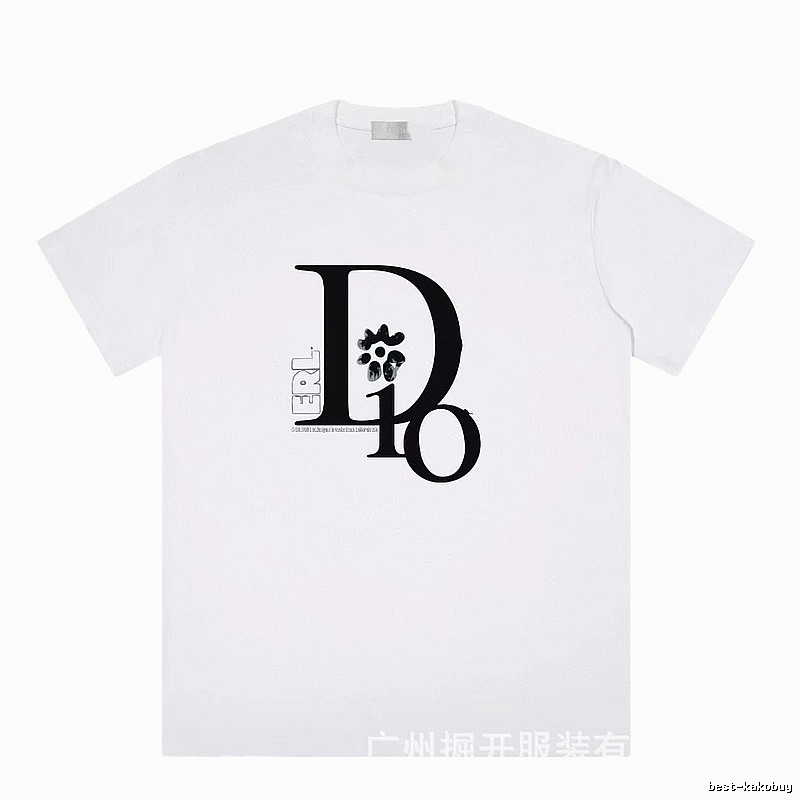 Dior Co-branded Trendy Style Printed White T-Shirt