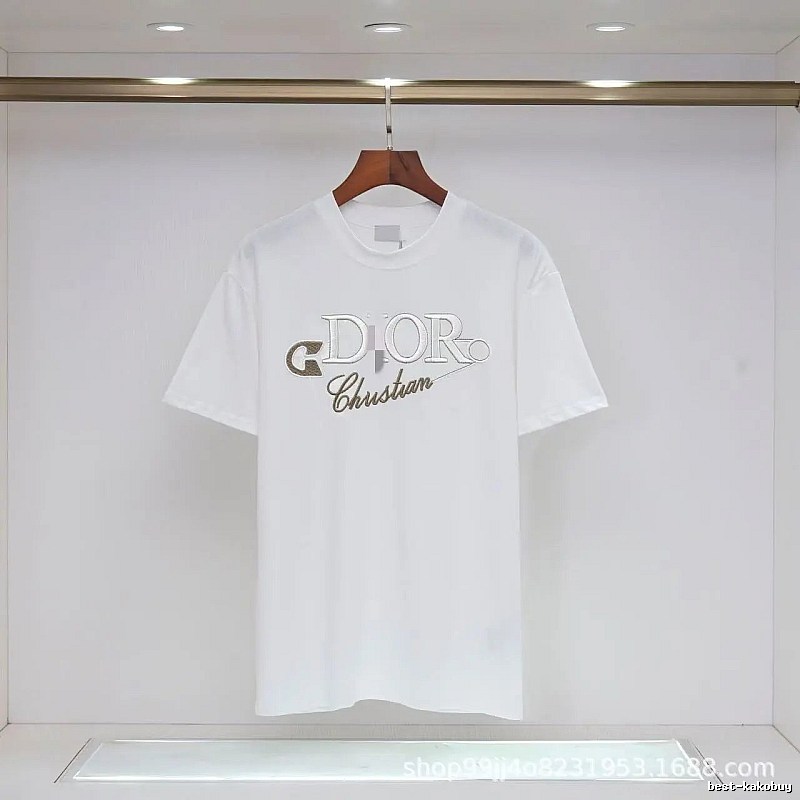 Dior Embroidered Light Luxury Style White Short-sleeve T-shirt