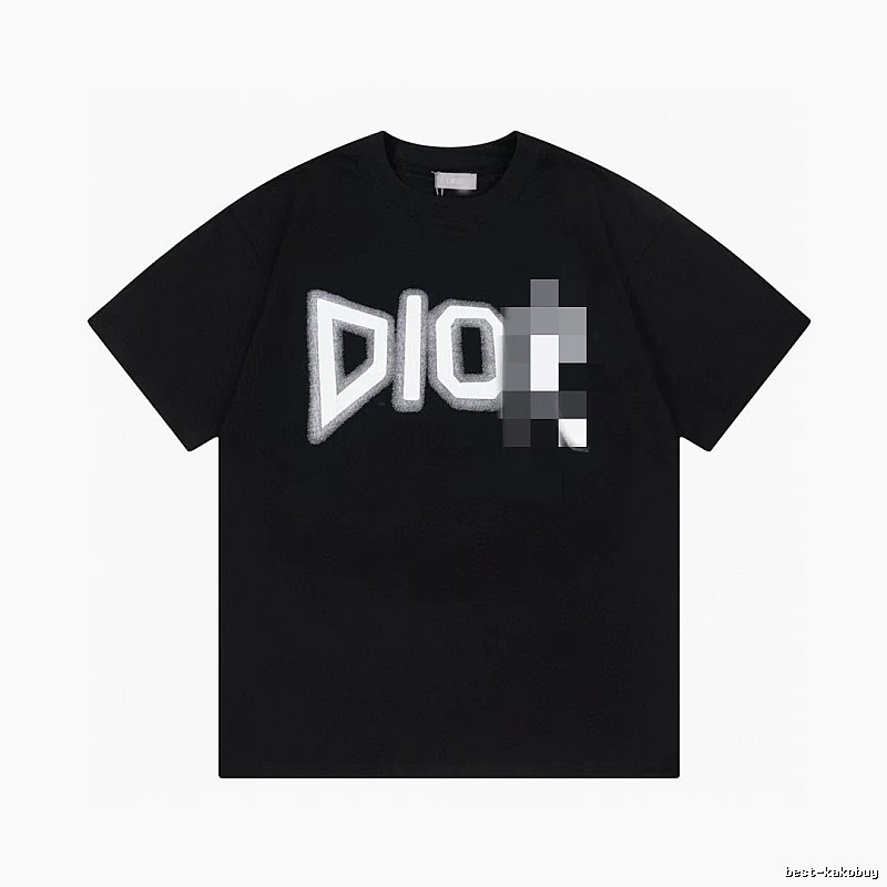 Dior Flocked Letter Street Style Black T-Shirt