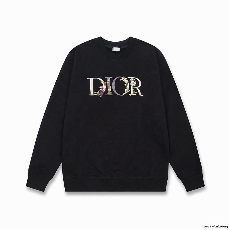Dior Floral Alphabet Style Black Sweatshirt