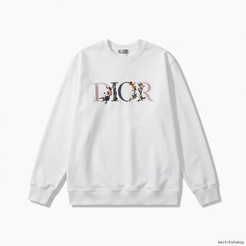 Dior floral embroidery style white sweatshirt