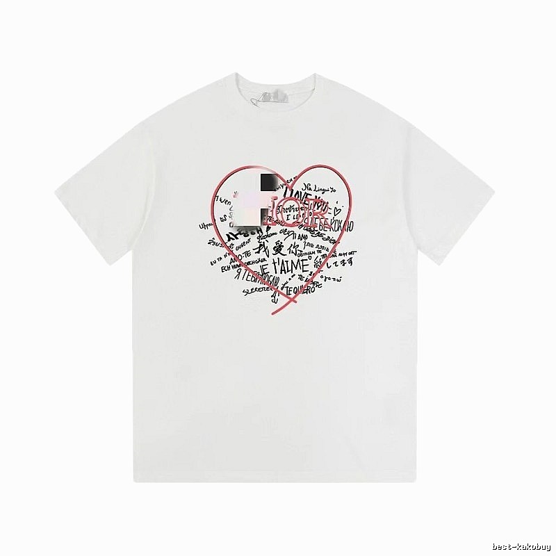 Dior Heart Graffiti Trendy Style White T-Shirt