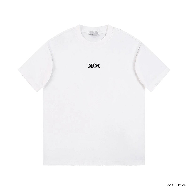 Dior Minimalist Style Embroidered Logo White Short-sleeved T-shirt