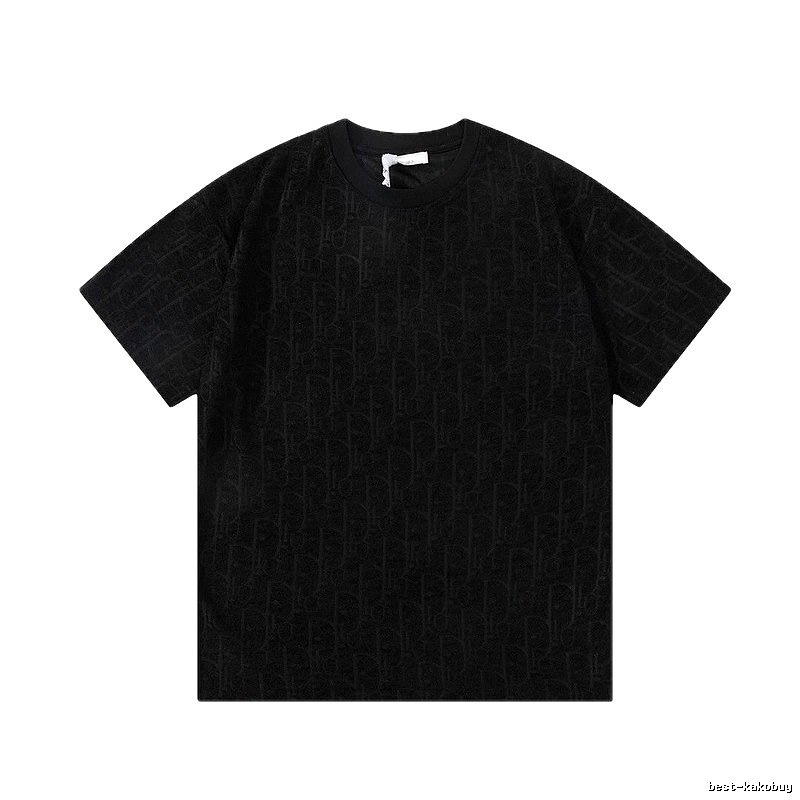 Dior Monogram All-over Print Light Luxury Style Black T-Shirt