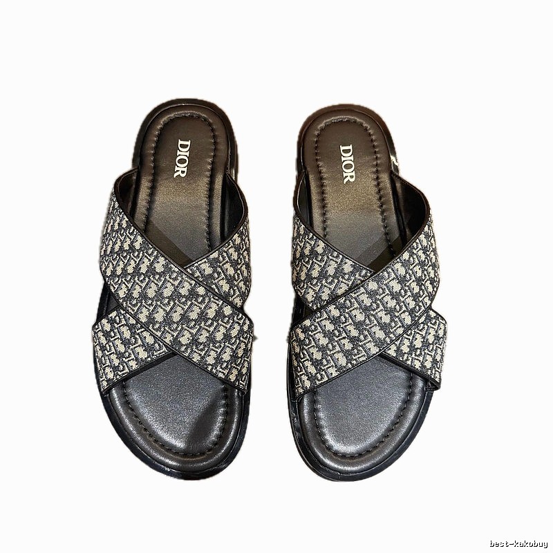 Dior Retro-style Monogram Black and Grey Slides