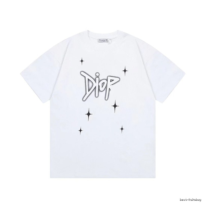Dior Starburst Graffiti Street Style White Short-sleeve T-shirt
