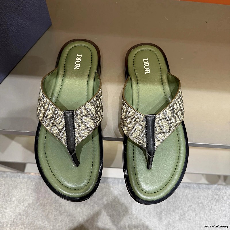 Dior Vintage Monogram Green Flip-Flops
