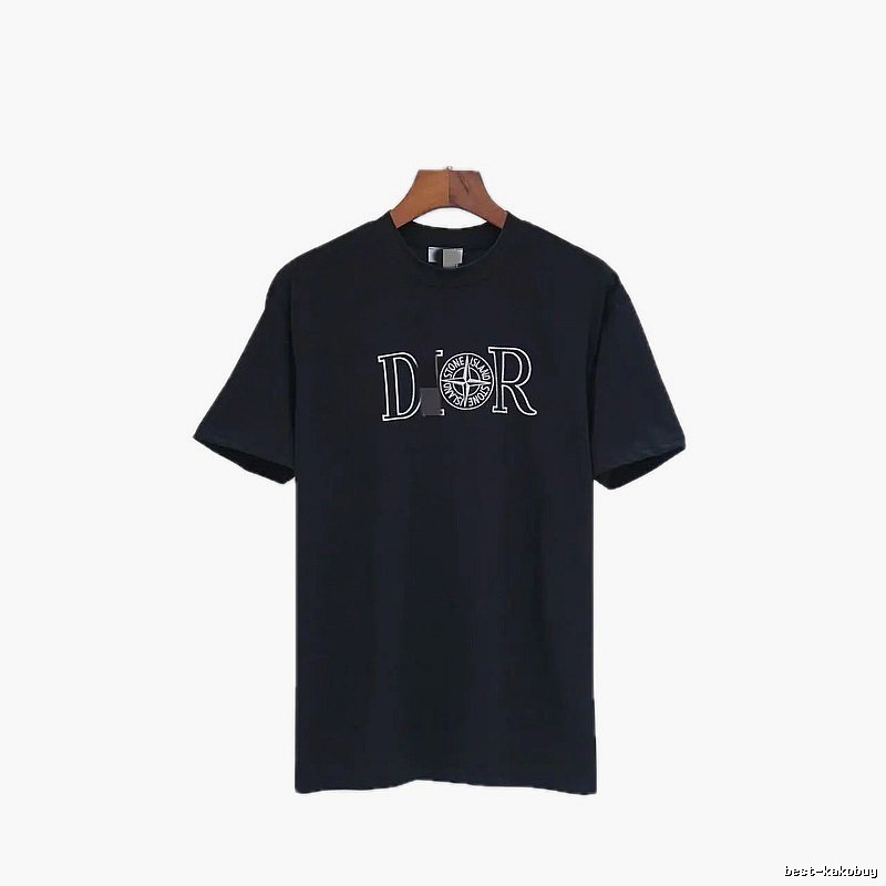 Dior x Stone Island Co-branded Casual Black Short-sleeve T-shirt